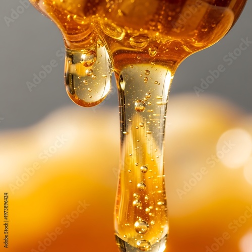 Golden Honey Drip - A Close-Up of Sweetness and Texture.