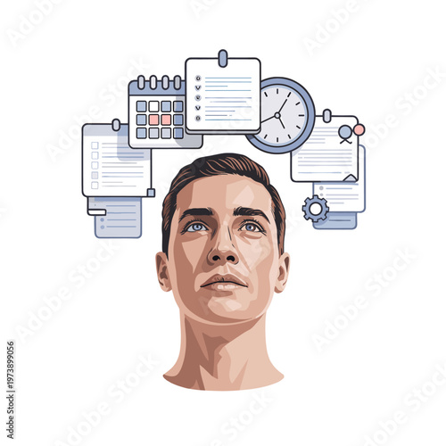 A person contemplates their schedule and to-do list, emphasizing the importance of time management.