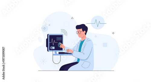 Doctor using advanced medical technology for diagnosis and patient care