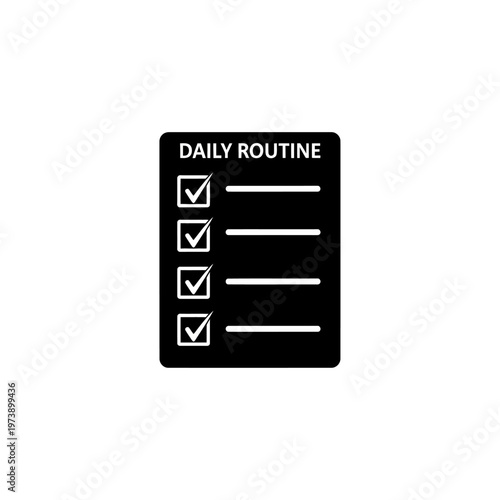 Optimized Daily Routine Checklist Icon Illustrating Completed Tasks and Efficient Productivity Planning for Success