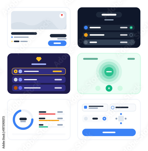Modern Minimalist UI UX Dashboard Widgets and Interface Component Set