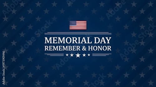 Clean and modern Memorial Day banner with a dark blue star pattern background and simple text.