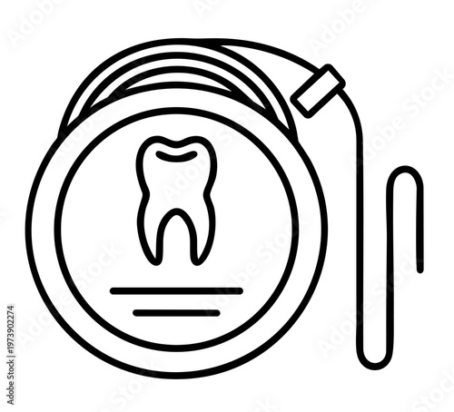 Dental Floss Container with Tooth Icon, Oral Hygiene Cleaning Between Teeth