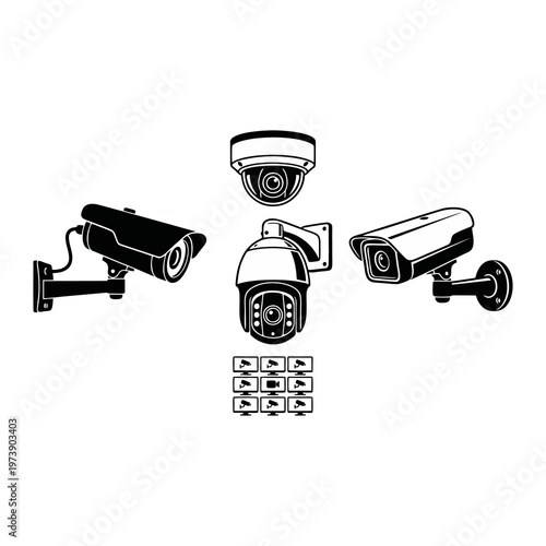 CCTV camera icon set
