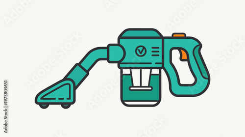 Vector illustration of a portable handheld vacuum cleaner with accessories
