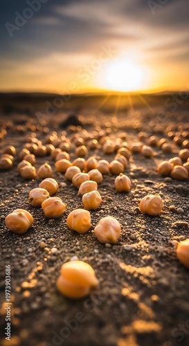 Golden Hour Chickpea Field - A Harvest of Light and Texture.
