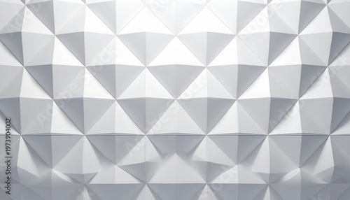 Fundo abstrato branco com padrão geométrico de diamantes em 3D, textura de parede moderna e minimalista para design de interiores e apresentações.