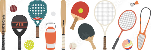 Assorted Sports Equipment Collection baseball bat cricket bat