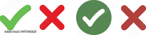 Green checkmark and red cross symbols tick