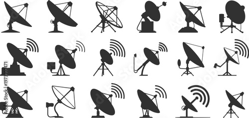 Satellite Dish Silhouettes Collection antenna communication