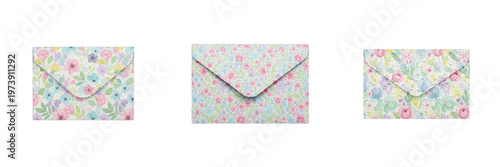 Schilderij op canvas Beautiful Floral Pattern Envelope Mockup Set