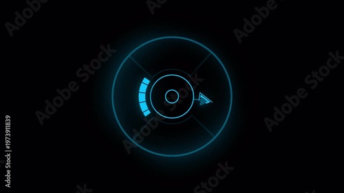 Futuristic Navigation Radar HUD Animation with Directional Indicator, Digital Tracking Interface Loop