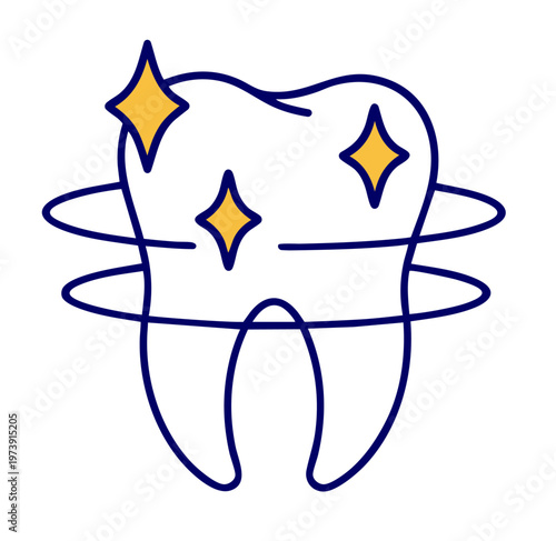 Healthy Clean Tooth After Professional Whitening and Hygiene with Sparkle Effect and Enamel Protection