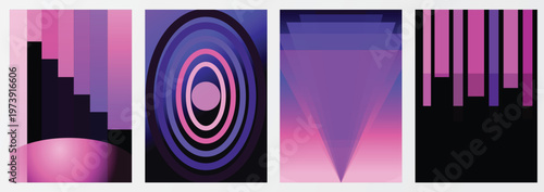 Vibrant abstract geometric shapes in purple and blue hues