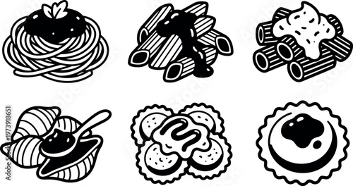 Various pasta dishes with sauce toppings