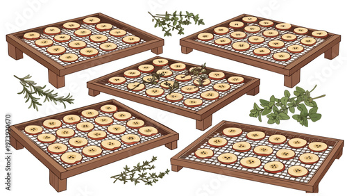 Drying Apple Slices on Racks for Food Preservation & Healthy Snacks