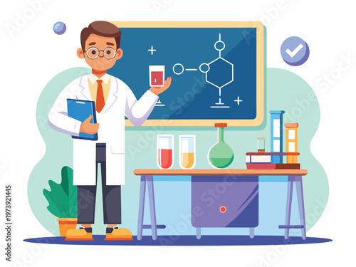 Scientist demonstrating a chemical reaction in a laboratory setting