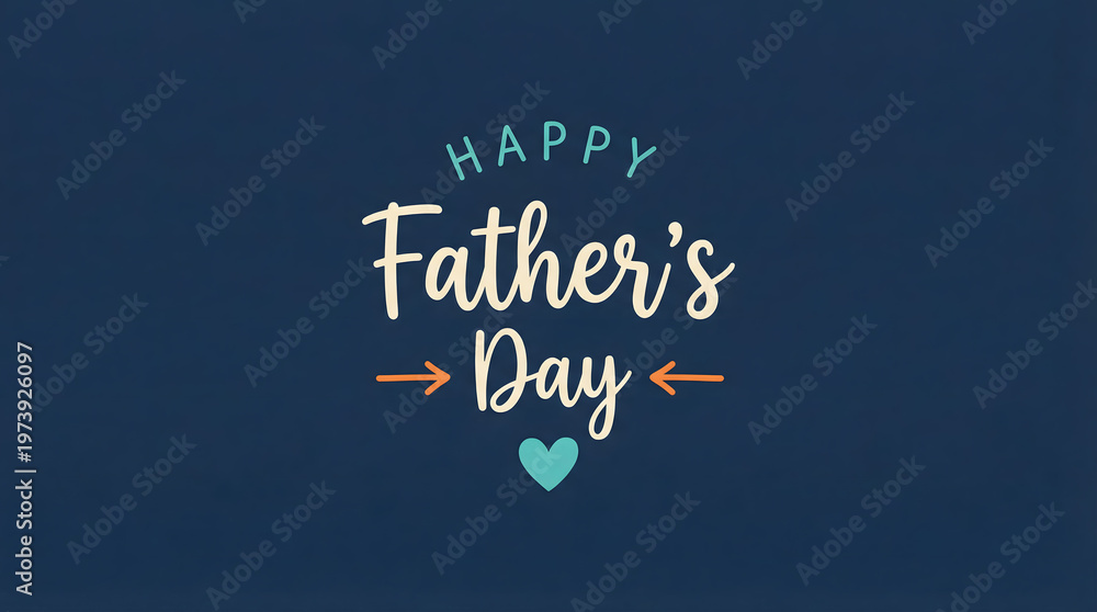 Obraz premium Happy Fathers Day Greeting Card with Decorative Typography and Heart