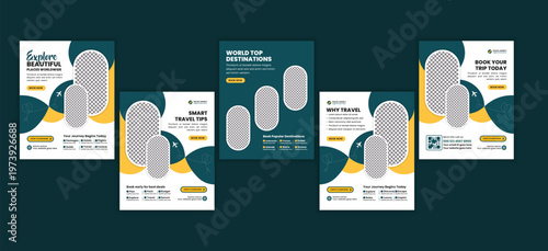 Travel Social Media Carousel Template, Modern Travel Agency Instagram Post, Vacation Promotion Marketing Design