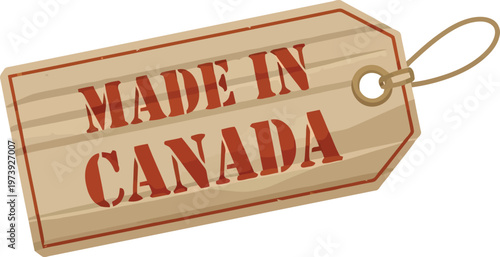 Made in Canada tag label icon isolated on white background for retail shopping product marketing