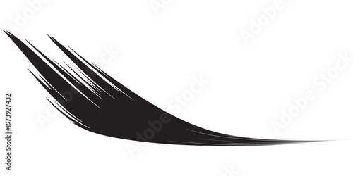 Abstract Black Brush Stroke with Dynamic Movement and Flow.