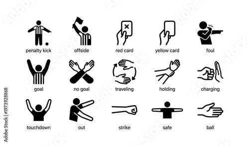 Sports referee signals: football and baseball hand gestures illustrated
