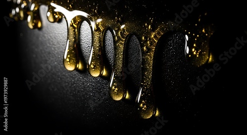 Golden Resin Drips - A Close-Up of Viscous Liquid.