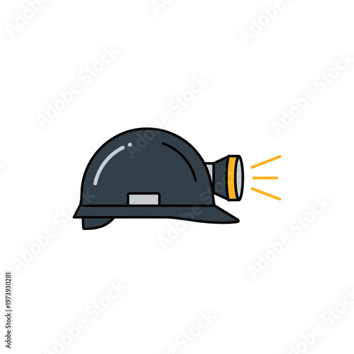 Mining safety helmet with headlamp icon