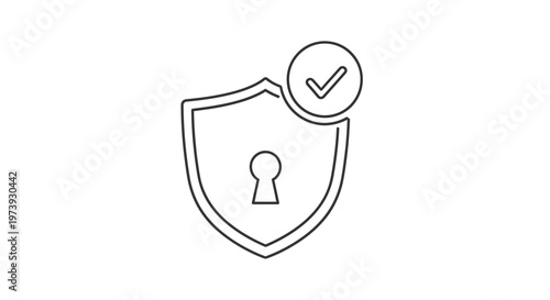 Security shield with checkmark icon for data protection and privacy.