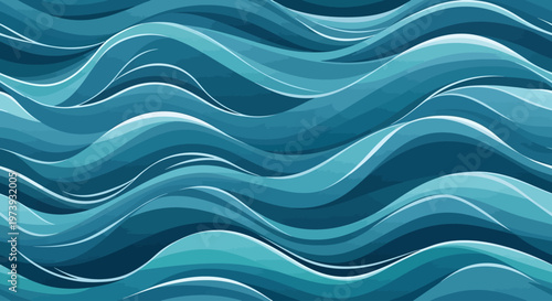Wavy Blue Ocean Water Surface.