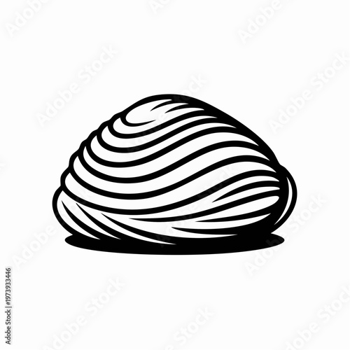 black and white illustration of a clamshell