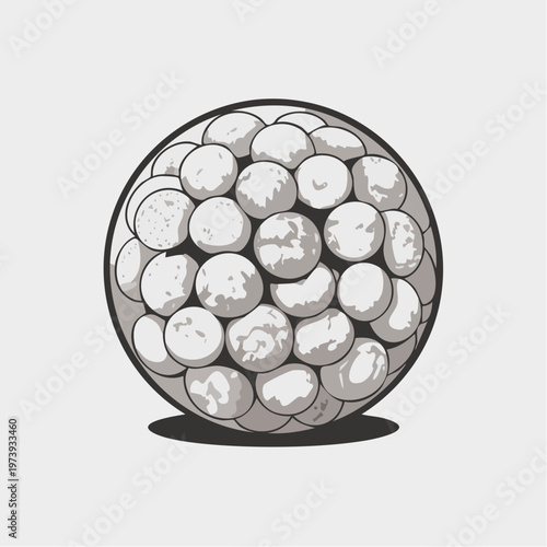 black and white illustration of golf ball texture