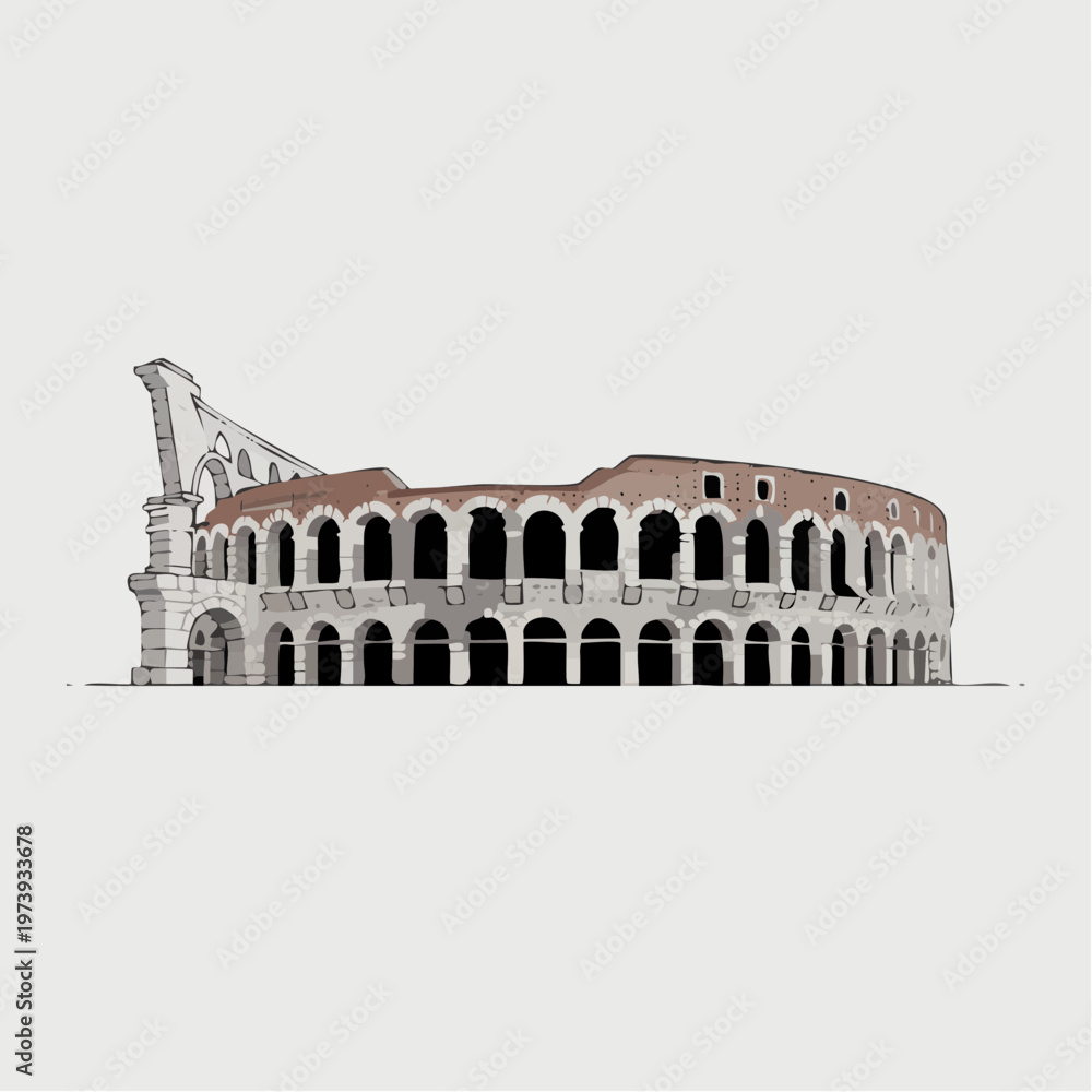 Obraz premium Roman Colosseum ancient architecture illustration isolated on white