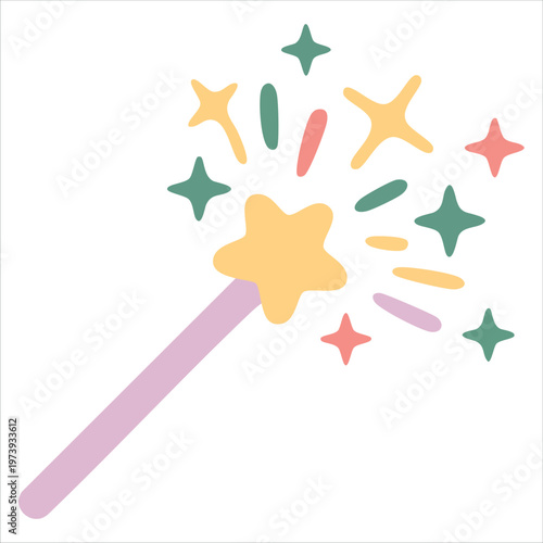 Witchcraft Magic Wand Twisted In Spiral Creating Swirling Gold Dust And Blue Stars