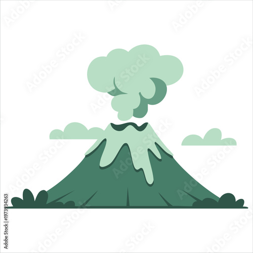 Set Of Volcanoes With Varying Degrees Of Eruption And Lava Flow Vector Illustration