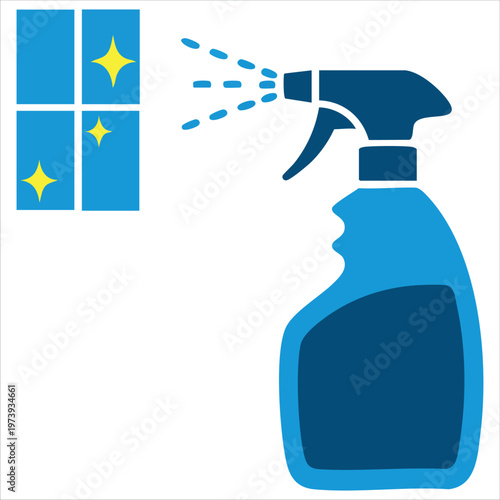 Cleaning Spray Bottle With Bubbles Isolated For Laundry Detergent Service Logo Vector