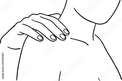 Human hand giving a gentle shoulder massage to an unseen person in a hand-drawn style, on a transparent background, emphasizing relaxation and care.