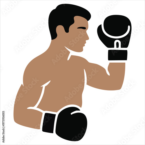 Boxer Punching Fist Up The Air With Sunburst In Background Vector Illustration