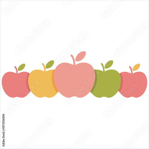 Fresh Fruit Collection With Leaves Flat Vector Art For Seasonal And Food Designs