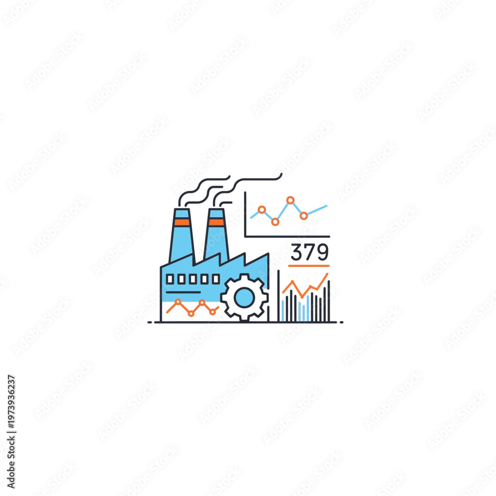 Naklejka premium Industrial factory performance metrics graphic