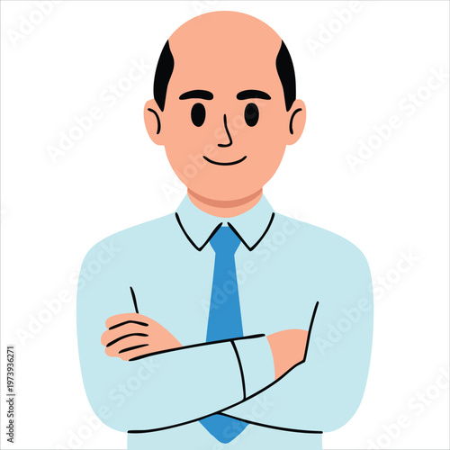 Positive Male Portrait With No Hair Vector For Diversity And Body Positivity Graphics