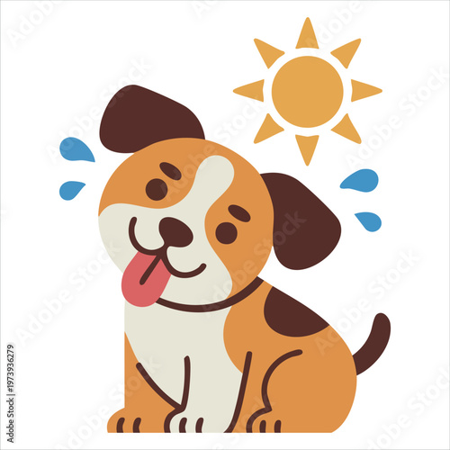 Heat Stroke And Summer Sunstroke Risk Dog Suffers From Heat Overheats In Sun Vector