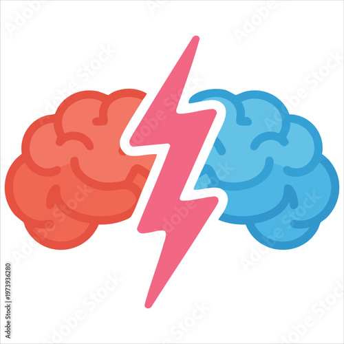 Conflict Of Ideas Mind Games Dispute Brainstorming Concept Red Brain Versus Blue Mind Vector