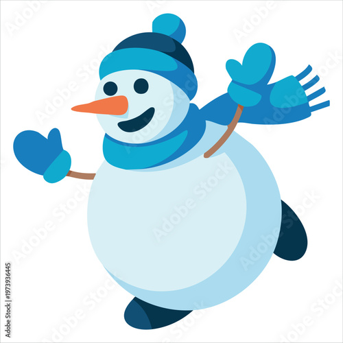 Festive Frosty Character With Cold Weather Accessories Flat Vector Art For December Celebrations