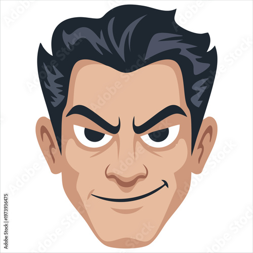Male Evil Face Vector Illustration For Villain And Antagonist Character Graphics