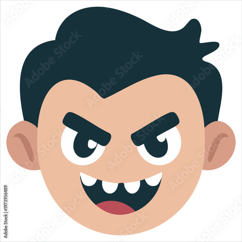 Mean Looking Man With Angry Features Vector For Horror And Drama Illustrations