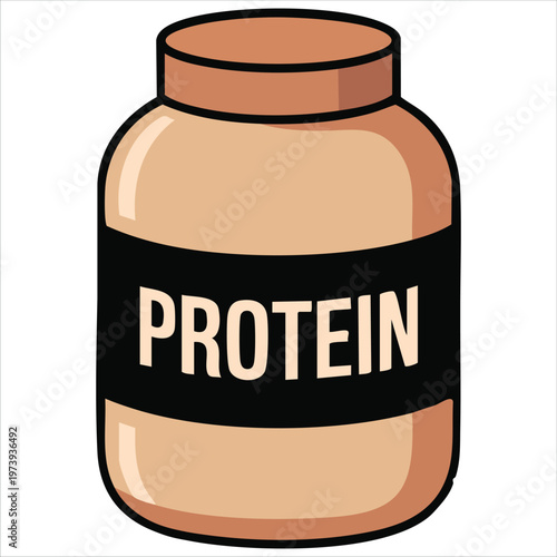 Sports Nutrition Jar Protein Vector Illustration For Fitness And Health Supplement Graphics
