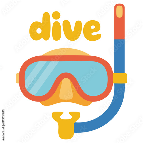Contemporary Stylized Drawing of Underwater Diving Mask with Sleek Modern Aesthetic Design