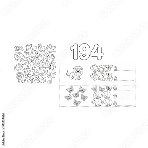 Educational counting worksheet for children