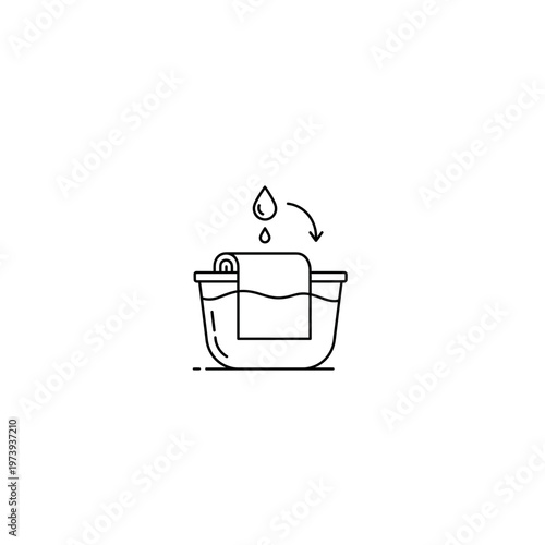 Laundry washing basin icon with water drop